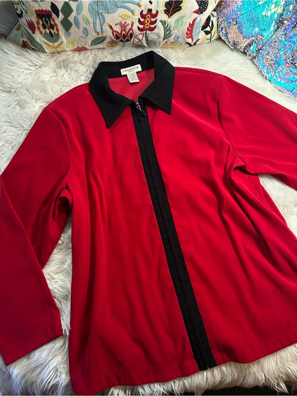 Notations • Vintage Red and Black Contrasting Lightweight Formal Jacket